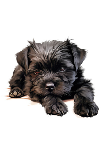 StoryGift Romania Sticker Eticheta 40CM cu un catelus negru, blanos, ilustrat...