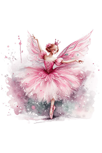 StoryGift Romania Sticker Adeziv 90CM cu o fata frumusica, ilustratie, danseaza, aripi de zana, rochie, roz, bal