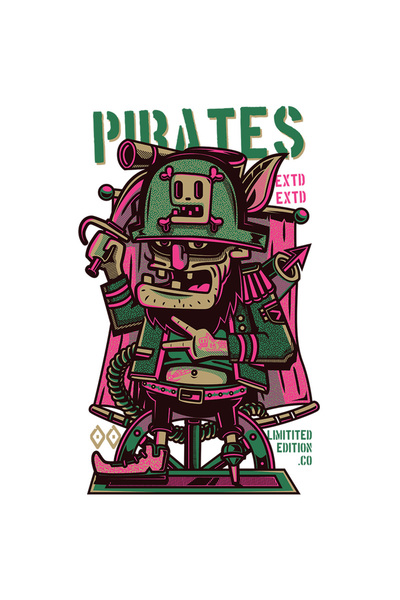 StoryGift Romania Sticker Autocolant 70CM Cu Pirat CU Cutit, Tinuta Simbolica, Palarie Cu Craniu, Fara Picior, T