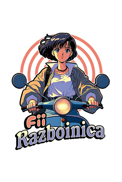 StoryGift Romania Sticker Eticheta 50CM Adeziv Fata stil anime pe scuter text...