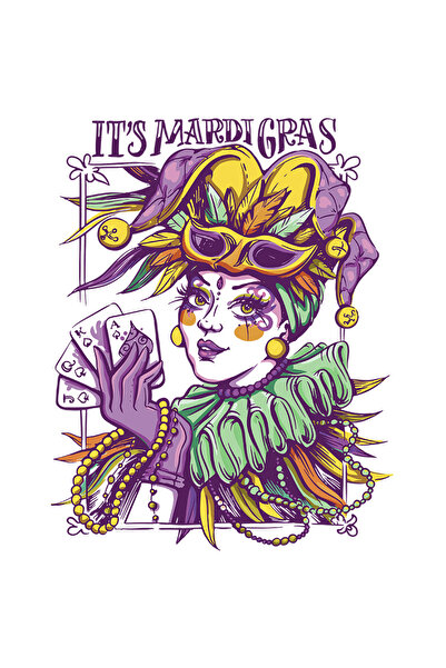 StoryGift Romania Sticker Cu Mesaj In Engleza It's Mardi Gras, Clovn, Carnava...