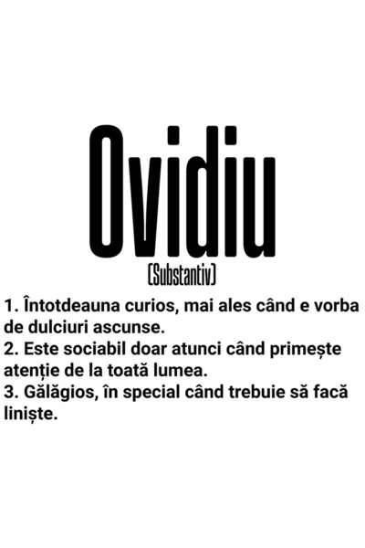 StoryGift Romania Sticker Eticheta 40CM Cu Numele Ovidiu, Cu Mesaj Amuzant, C...