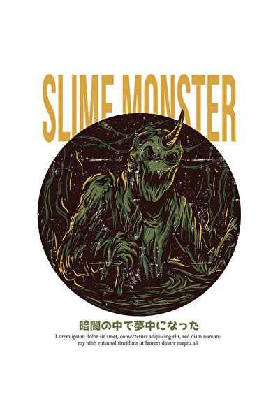 StoryGift Romania Sticker Autocolant 70CM Cu Silueta Om Slime Verde Infricosator Cu Corn Ascutit, Text In Englez