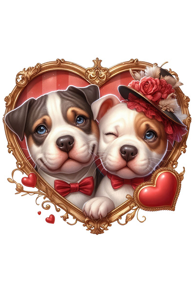 StoryGift Romania Sticker Eticheta 50CM cu o catelusa si un catel intr-un cad...