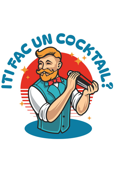 StoryGift Romania Sticker Eticheta 40CM cu Barman Cu Vesta Si Mustata Blonda,...