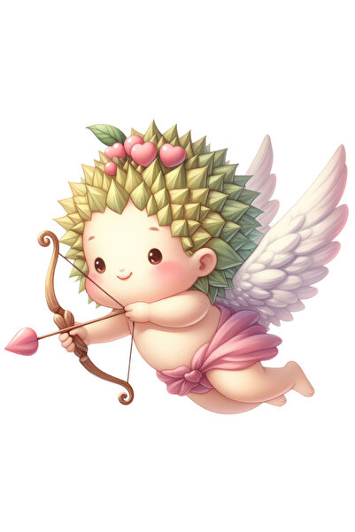 StoryGift Romania Sticker Eticheta 40CM cu un bebelus vesel cu tepi in cap, ilustratie, inimi, trage cu arcul, i