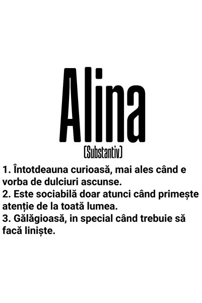 StoryGift Romania Sticker Eticheta 40CM Cu Numele Alina, si Mesaj Amuzant, Cu...