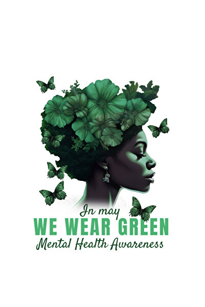 StoryGift Romania Sticker Adeziv 90CM Cu Mesaj In Engleza In May We Wear Green, Portret, Fluturi, Flori, cu Mar