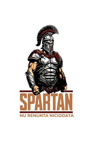StoryGift Romania Sticker Eticheta 50CM cu Razboinic Cavaler Cu Armura DE Fier Cu Coif Text Spartan nu Renunta N