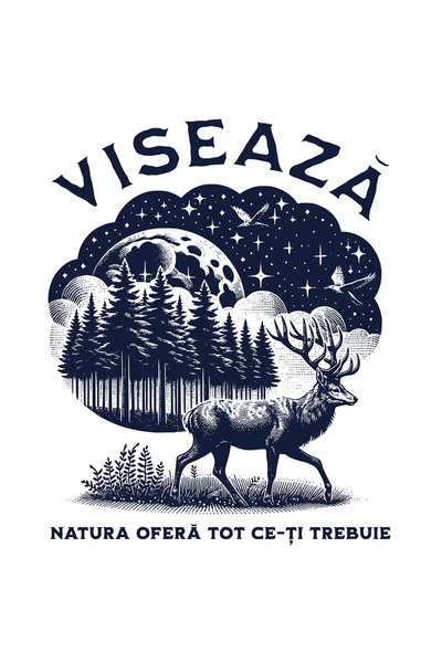 StoryGift Romania Sticker Eticheta 40CM Adeziv Cerb in padure Viseaza. Natura...