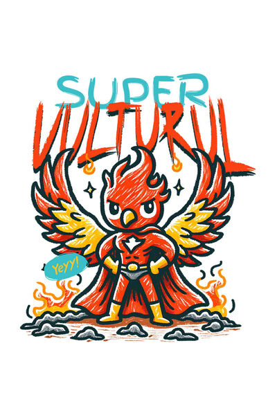StoryGift Romania Sticker with Red Cartoon Eagle in Superhero Costume Kids Text Super Eagle with White Borders, P