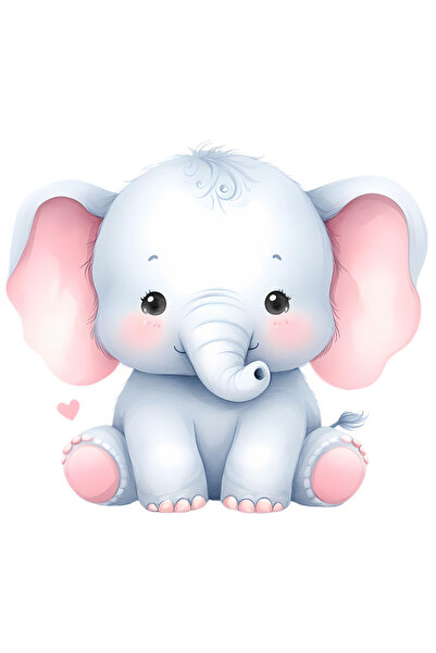 StoryGift Romania Sticker Cu Un Elefant Micut Si Timid, Ilustratie, Inimioara...