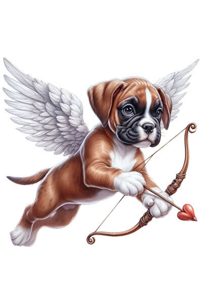 StoryGift Romania Sticker Eticheta 40CM cu un catelus timid Cupidon, ilustrat...