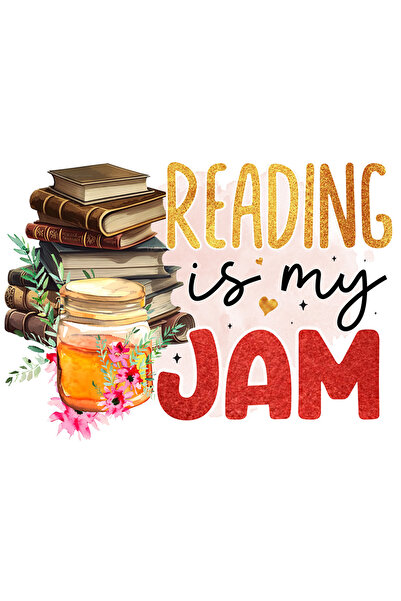 StoryGift Romania Sticker Autocolant 70CM cu mesajul "Reading is my jam", dulceata, carte, ilustratie, literatur