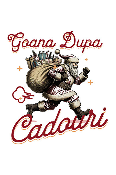 StoryGift Romania Sticker Autocolant 70CM cu Mos Craciun Alergand cu Sac De C...