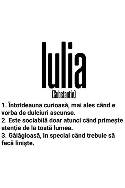 StoryGift Romania Sticker Autocolant 70CM Cu Numele Iulia, si Mesaj Amuzant, ...