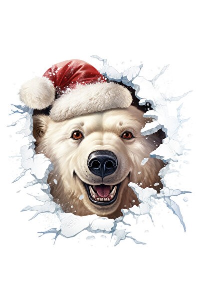 StoryGift Romania Sticker Autocolant 70CM cu un urs polar care poarta o caciu...