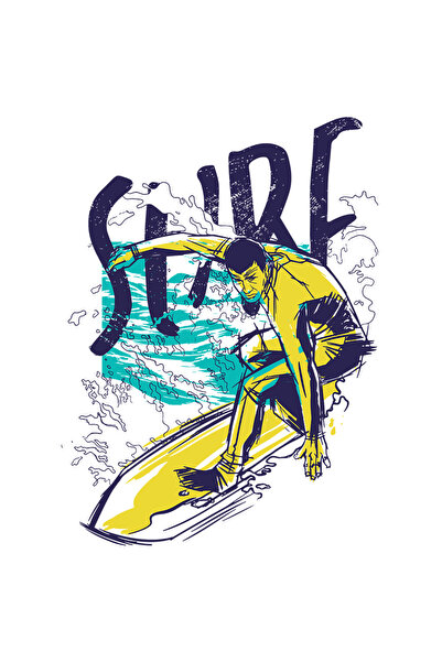 StoryGift Romania Sticker Adeziv 90CM Cu Om Pe Valuri Pe Placa DE Surf, Hawaii, Text In Engleza Surf, Sport Pe a