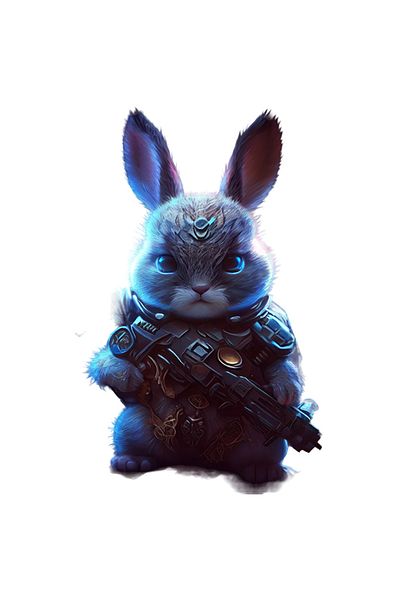 StoryGift Romania Sticker Eticheta 40CM Cu Iepure, Arma, Armura, Sci-Fi, Soldat, cu Margini Albe, PVC Vinyl 40 cm