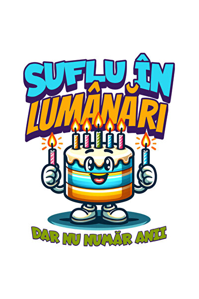 StoryGift Romania Sticker Cu Tort Aniversar Colorat Cu Lumanari Vesel Text Su...