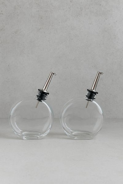 Mirilliahome 2-Piece Silver Lid Glass Oil Pot Sauce Bowl Vinegar Bowl 350 ml