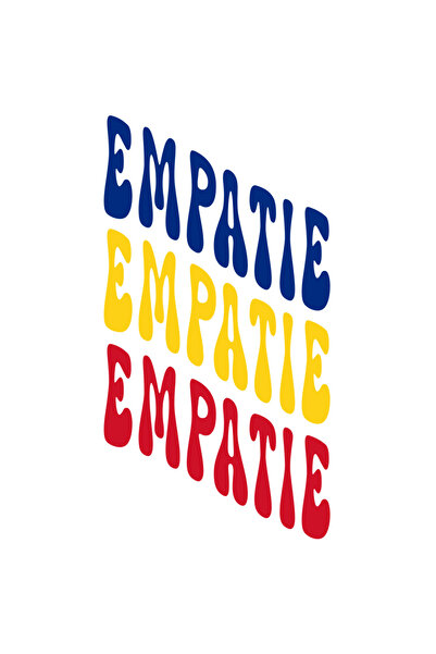 StoryGift Romania Sticker Autocolant 70CM Cuvantul Empatie, in Culorile Steagului Romaniei, Rosu, Galben, Albast