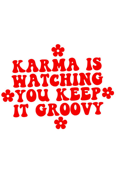 StoryGift Romania Sticker Adeziv 90CM Exterior cu floricele si mesajul "Karma te priveste. Fii grozav in continu