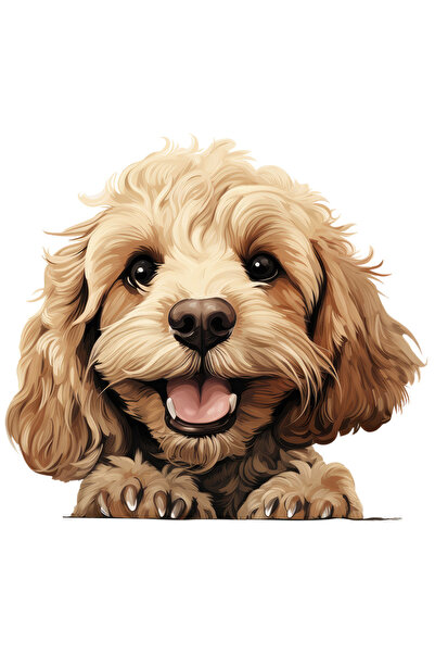 StoryGift Romania Sticker Autocolant 70CM cu un catel blanos, ilustratie, bucurie, maro deschis, pentru iubitori