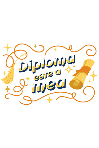 StoryGift Romania Sticker Eticheta 50CM Adeziv Diploma este a mea. Absolvire ...