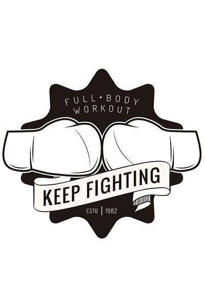 StoryGift Romania Sticker Eticheta 40CM Cu Text In Engleza Motivational Keep Fighting, Negru Alb, Manusi De Box,