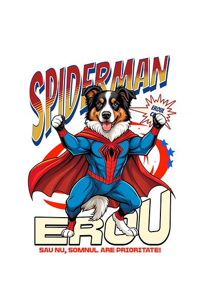 StoryGift Romania Sticker Autocolant 70CM cu Ciobănesc Australian / Australian Shepherd Caine In Costum de Spide