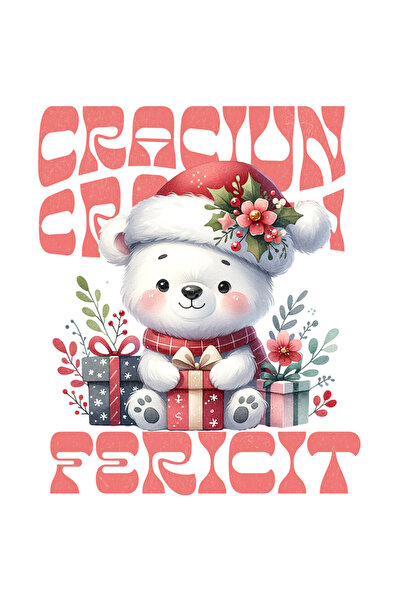 StoryGift Romania Sticker Cu Urs Alb Cu Fular Si Caciula Mos Craciun Cadouri ...