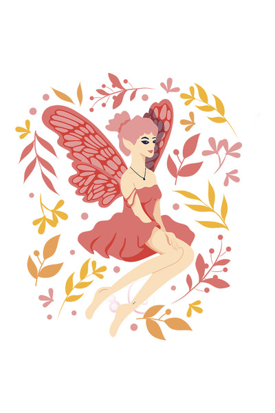 StoryGift Romania Sticker Eticheta 40CM Cu Zana Primaverii, Rochie Roz Umerii...