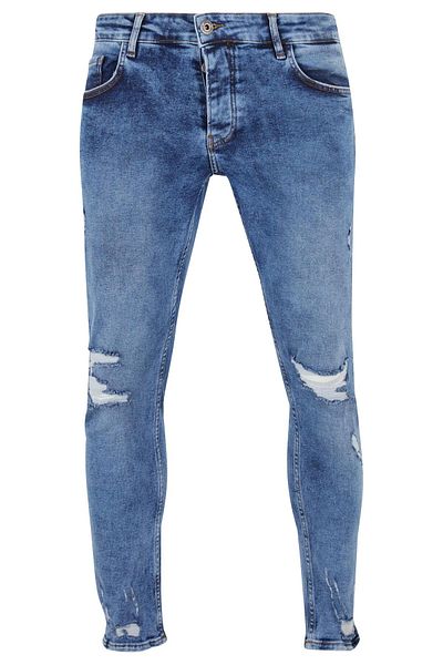 2Y Herren Destroyed Skinny Cropped Denim
