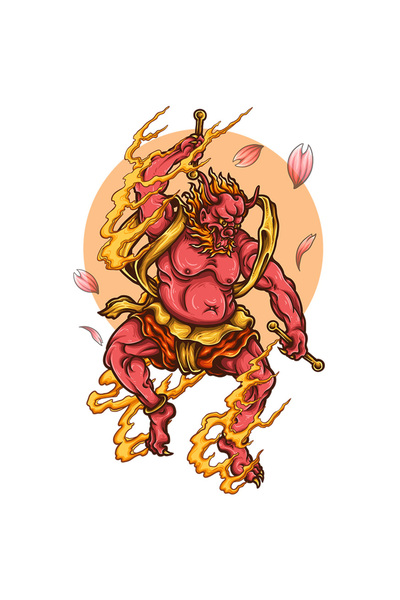 StoryGift Romania Sticker Eticheta 40CM Cu Demon, Asiatic, Flacari, Oni, Soar...