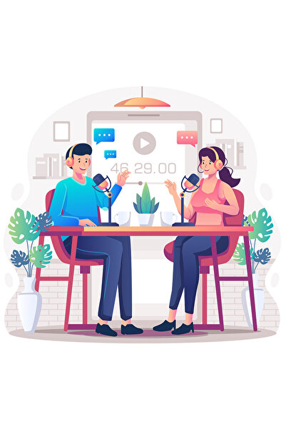 StoryGift Romania Sticker Autocolant 70CM Cu Podcast, Casti, Microfon, Media, Masa, cu Margini Albe, PVC Vinyl 70 cm