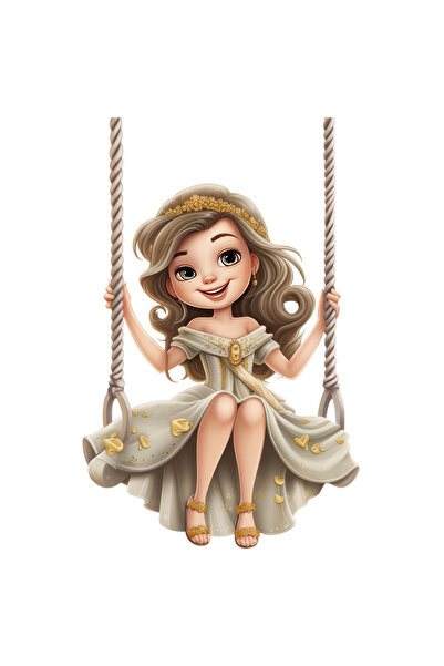 StoryGift Romania Sticker Adeziv 90CM cu o printesa frumusica, ilustratie, se da in leagan, copilarie, rochie, j