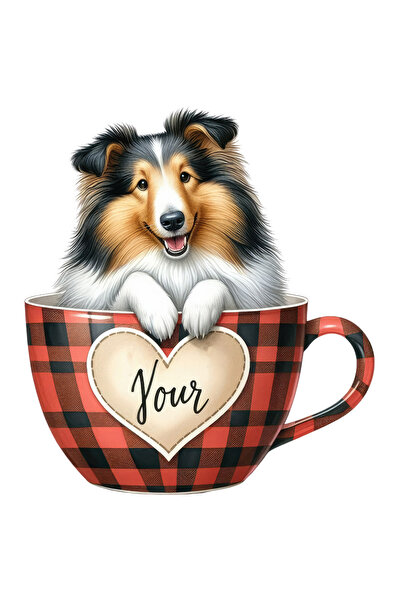 StoryGift Romania Sticker Autocolant 70CM cu un caine care sta intr-o ceasca,...