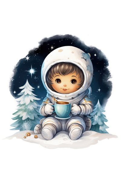 StoryGift Romania Sticker Cu O Fetita In Costum De Astronaut, Ilustratie, Bra...