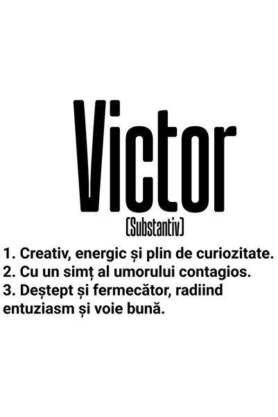 StoryGift Romania Sticker Autocolant 70CM Cu Numele Victor, Cu Mesaj Motivati...