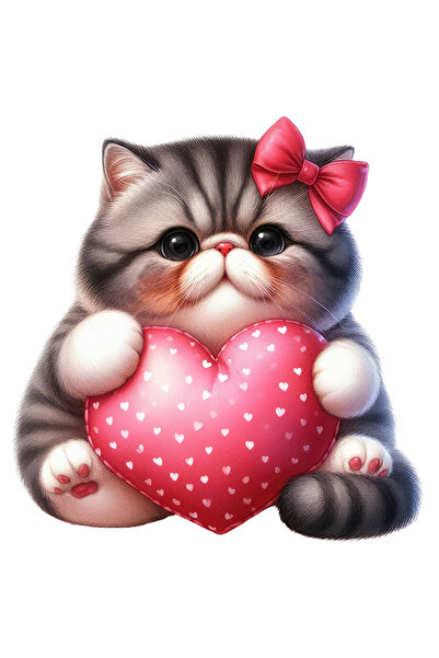 StoryGift Romania Sticker Eticheta 50CM cu o pisicuta grasuta care tine o ini...