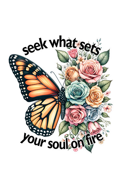 StoryGift Romania Sticker Autocolant 70CM cu mesajul "Seek what sets your soul on fire", ilustratie, motivationa