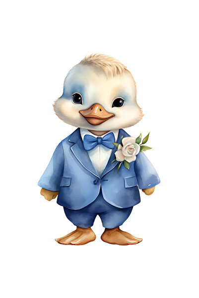 StoryGift Romania Sticker Autocolant 70CM cu o ratusca vesela la costum, ilus...