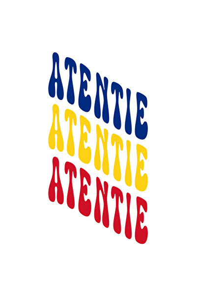 StoryGift Romania Sticker Eticheta 50CM Cuvantul Atentie, in Culorile Steagul...