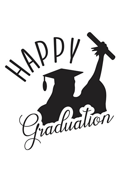 StoryGift Romania Sticker Eticheta 40CM Cu Silueta Femeie Cu Palarie De absolvire, Text In Engleza Happy Graduat