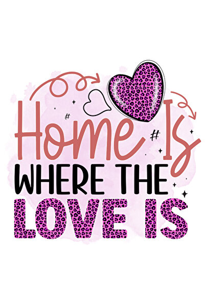 StoryGift Romania Sticker Autocolant 70CM cu mesajul "Home is where the love is", ilustratie, familie, rude, aca