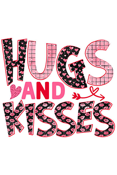 StoryGift Romania Sticker Eticheta 40CM cu mesajul "Hugs and Kisses", imbrati...