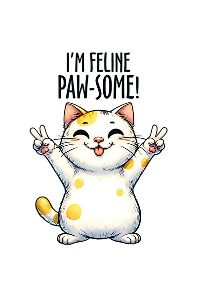 StoryGift Romania Sticker Adeziv 90CM cu o pisicuta vesela cu mesajul "I'm fe...