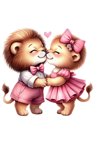 StoryGift Romania Sticker Eticheta 40CM cu o leoaica si un leu, ilustratie, p...