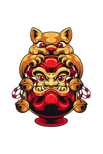 StoryGift Romania Sticker Autocolant 70CM Cu Pisica, Statuie, Masca, Clopotei...